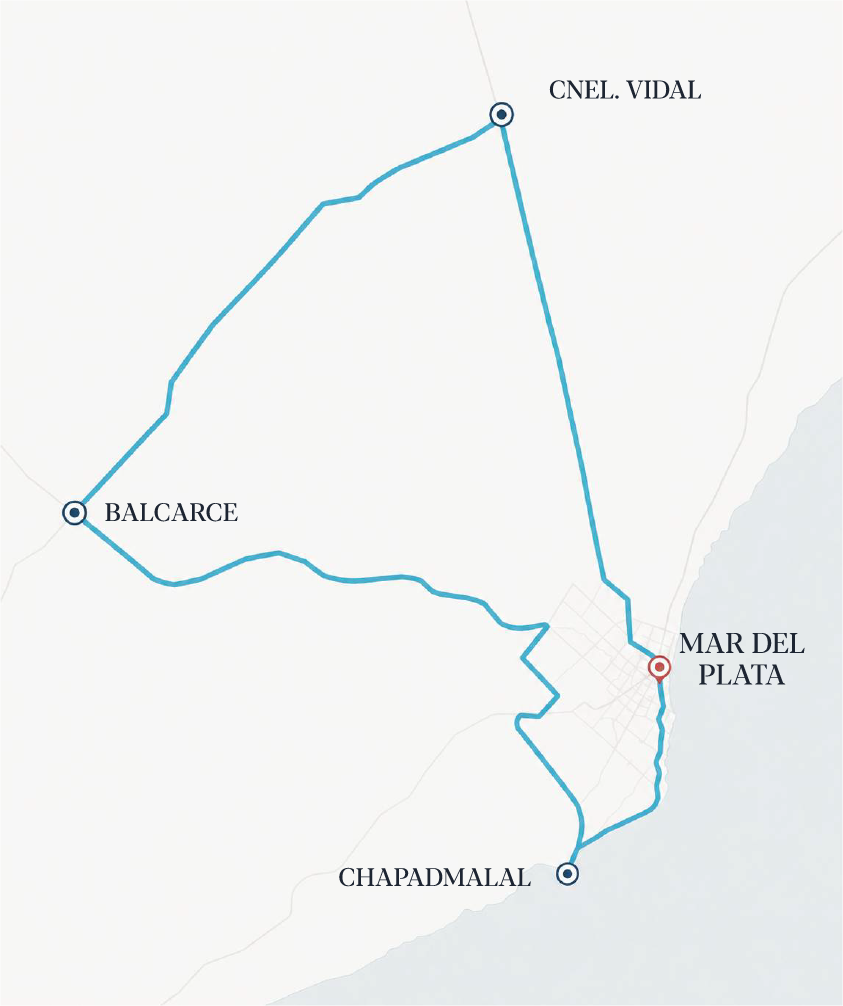Mapa del recorrido del 44º Rally: Mar del Plata, Cnel. Vidal, Balcarce y Chapadmalal