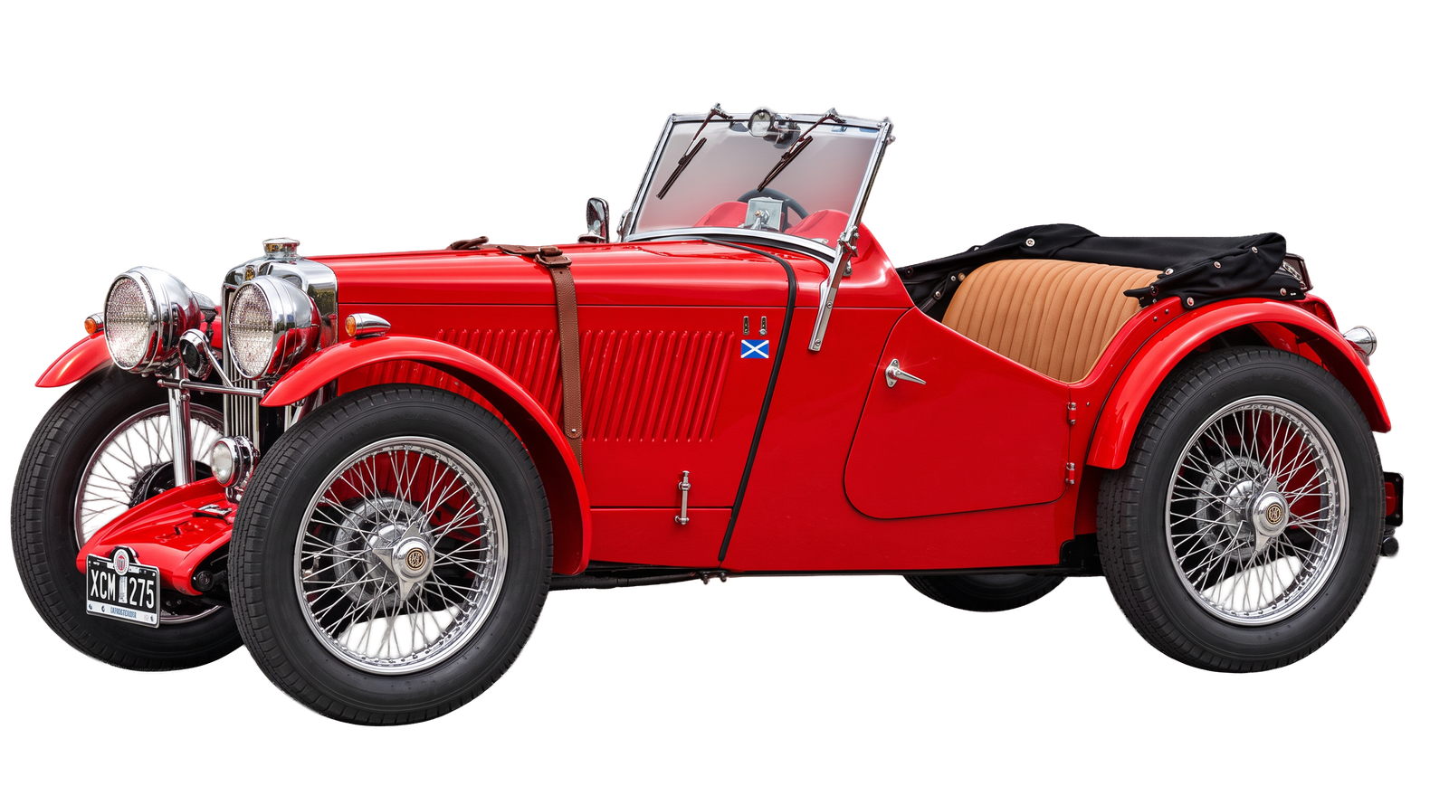 MG rojo descapotable, automóvil clásico participante del Rally